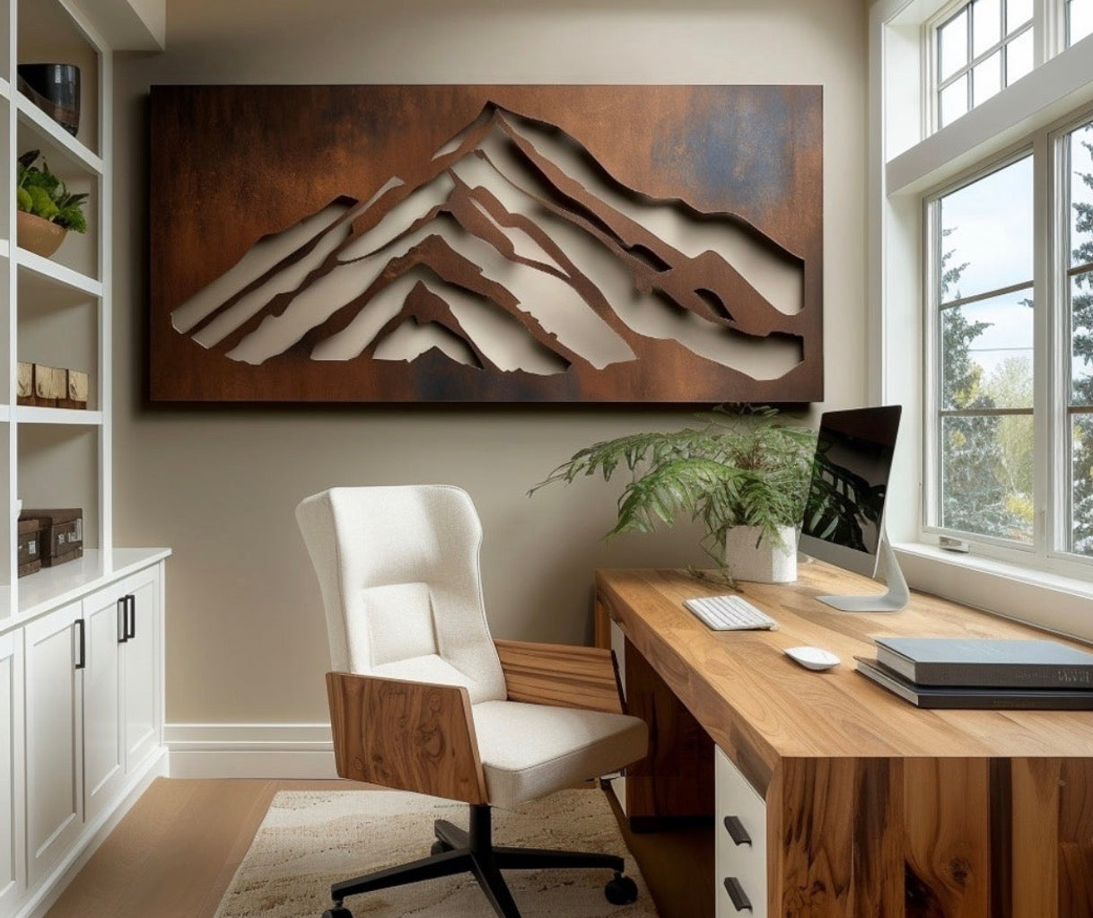 Mountain Nature scenery Rust Metal Sign 70x20"