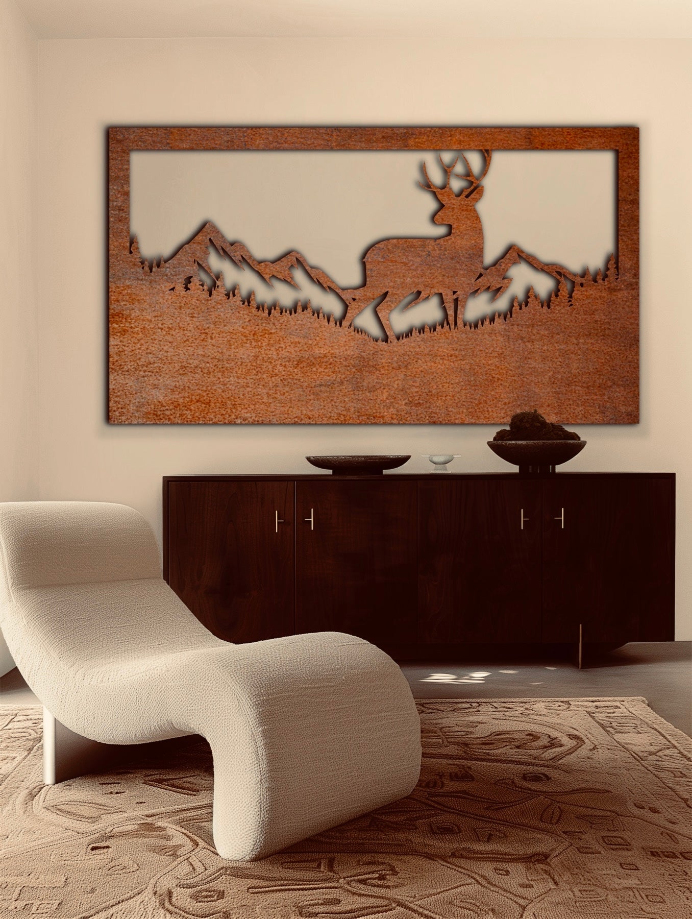 Deer Nature scenery Rust Metal Sign 72x30"