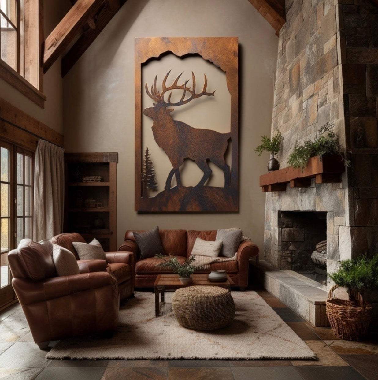 Elk Nature scenery Rust Metal Sign 30x60"