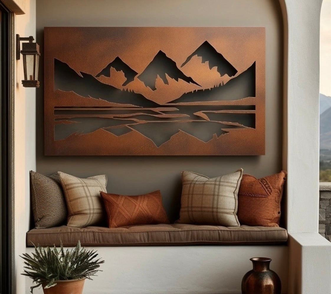 Mountain Nature scenery Rust Metal Sign 70x30"