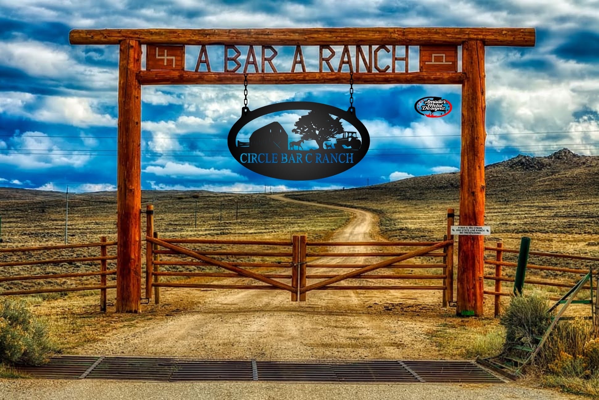 Custom steel farm sign scene 40x20” – AMADOR METAL DESIGNZ