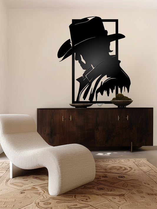 Cowboy scenery black Metal Sign 48x48"