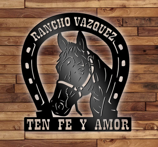 20x20" Custom Personalized Horse Metal wall sign, powder coated.