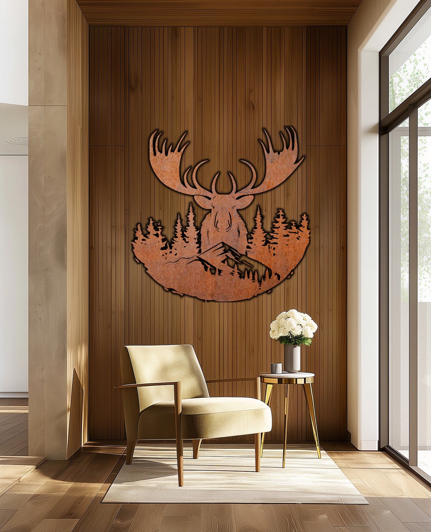 Mountain Elk Nature scenery Rust Metal Sign 45x45"