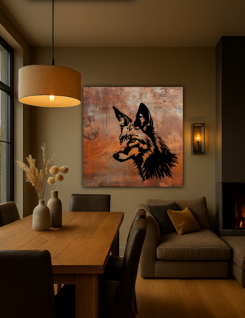 Coyote Rusty Metal Sign 45x45"