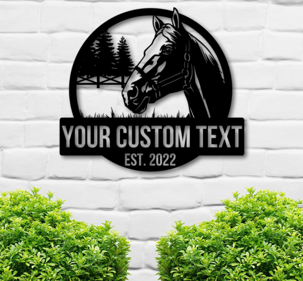 Custom Metal Farm Sign Horse Ranch Decor 30 inches long
