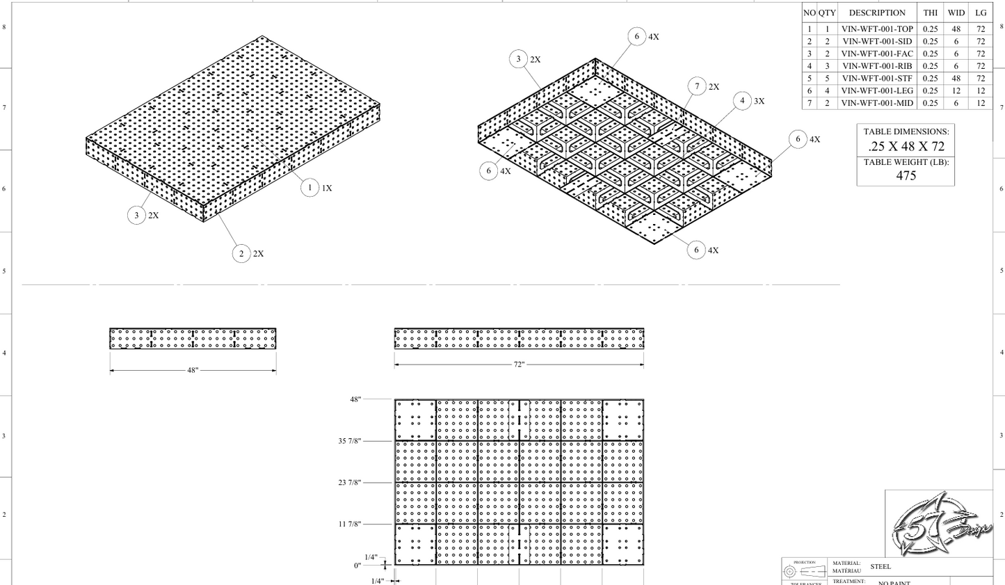 Heavy Duty Welding Fabrication Table 1/4 Plate