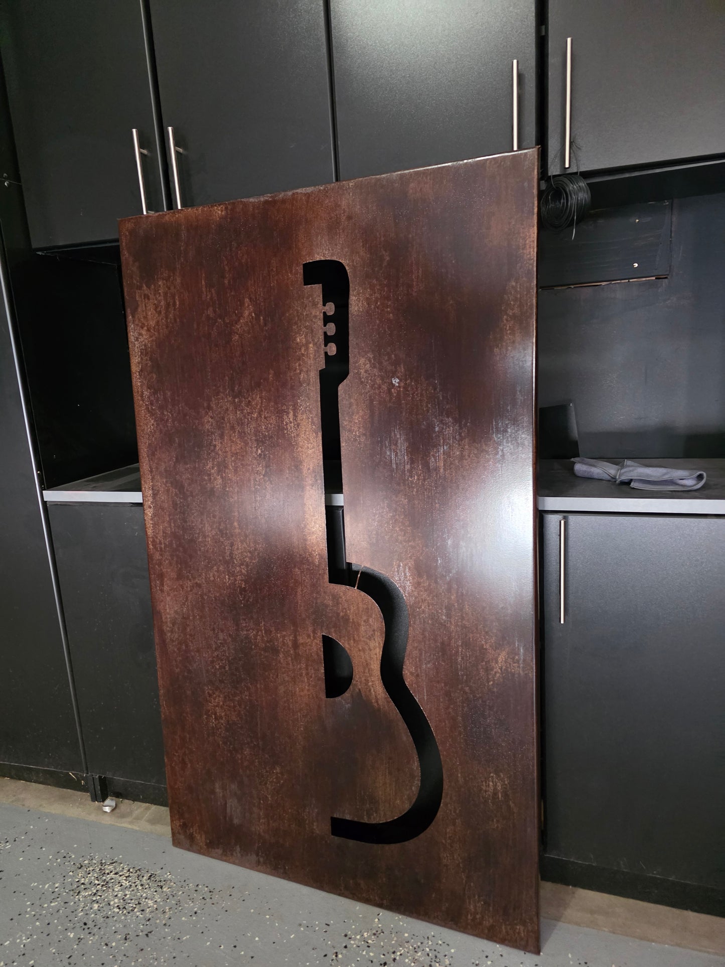 Rustic patina guitar wall art decor 60x36"