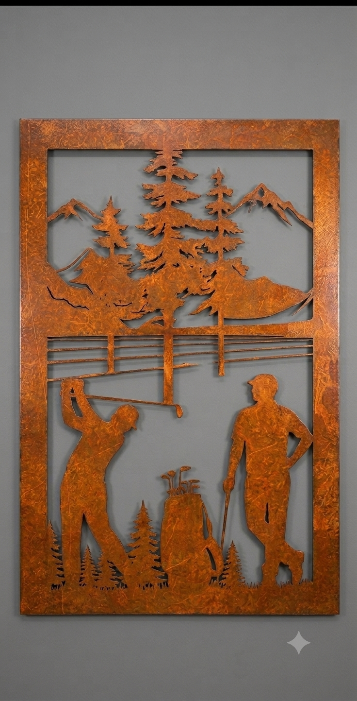 Golf Wall Art Decor Rustic patina
