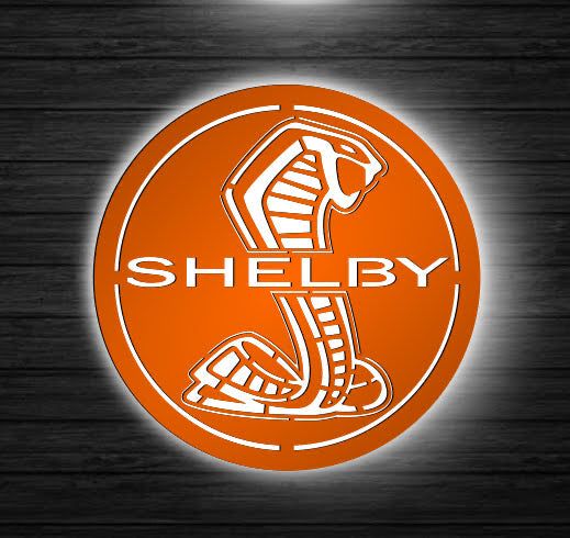 Orange Shelby Cobra LED Backlit Sign powder coated,