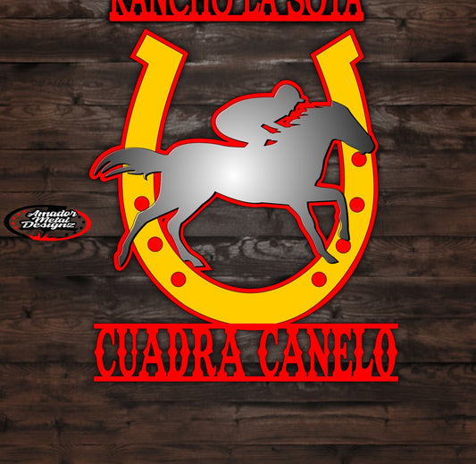 Personalizado Adorno De Metal Caballo De Carreras / Custom Horse Racing Metal Sign