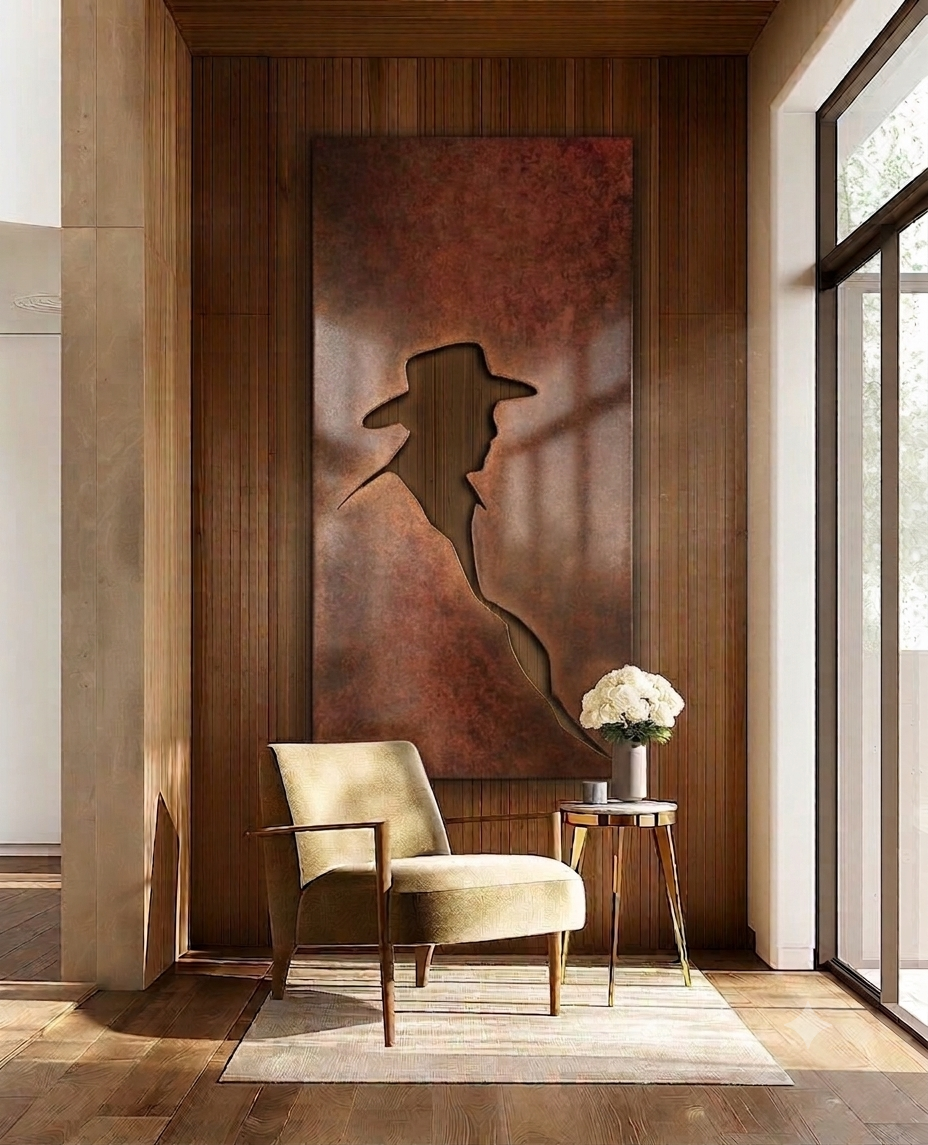 Cowboy Nature scenery Rust Metal Sign 30x60"