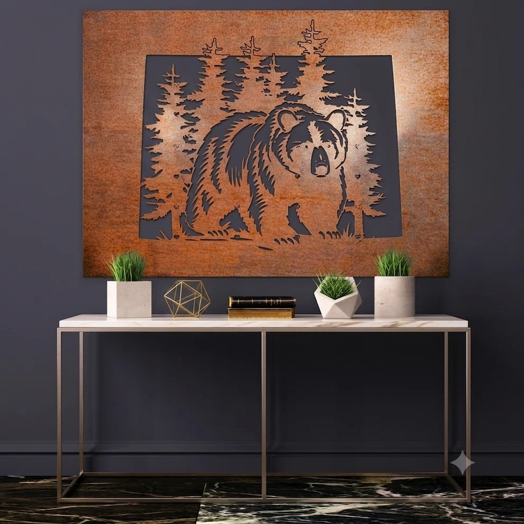 Bear Mountain Nature scenery Rust Metal Sign 60x48"