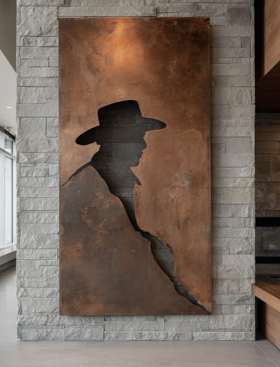 Cowboy Nature scenery Rust Metal Sign 30x60"