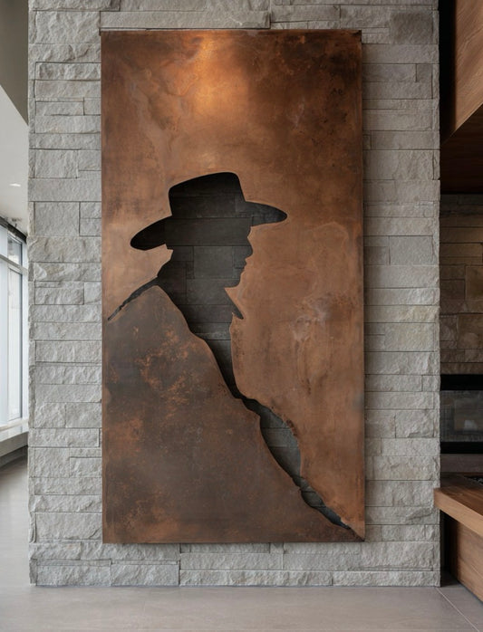 Cowboy Nature scenery Rust Metal Sign 30x60"