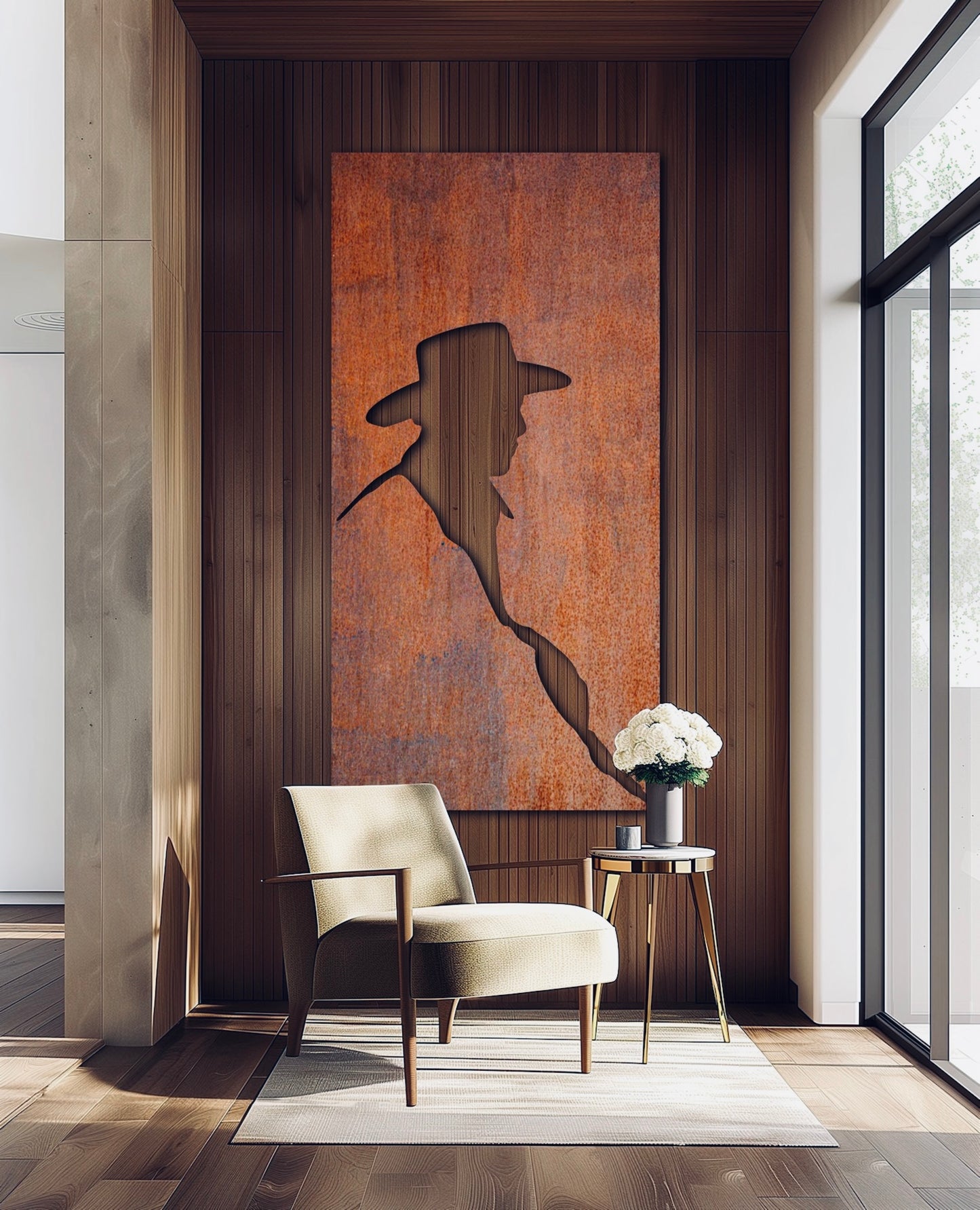 Cowboy Nature scenery Rust Metal Sign 30x60"