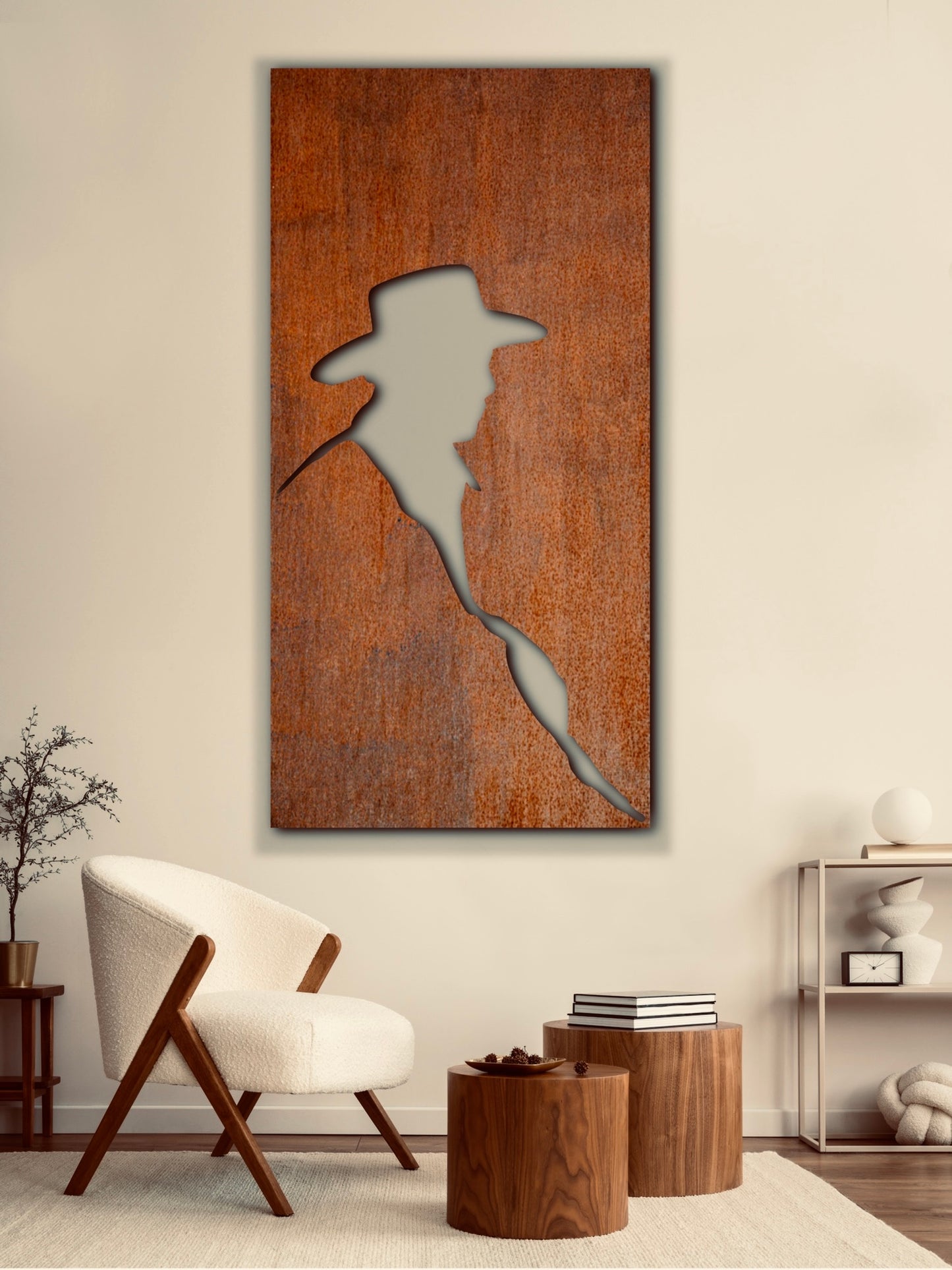 Cowboy Nature scenery Rust Metal Sign 30x60"