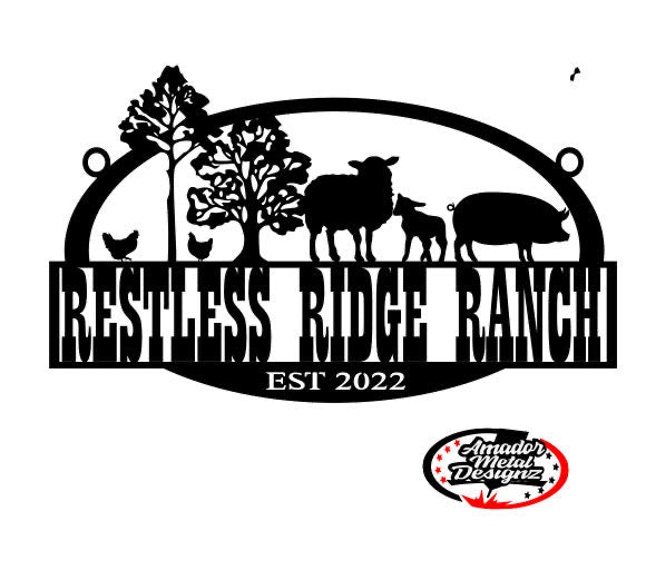 Metal Designz RESTLESS RIDGE RANCH CUSTOM SIGN – AMADOR METAL DESIGNZ