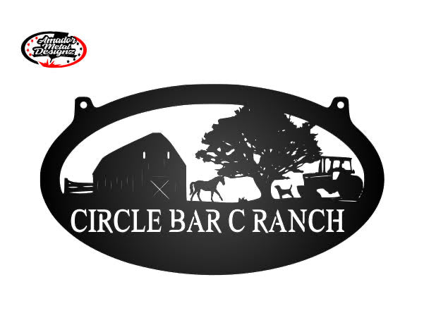 Custom steel farm sign scene 40x20”
