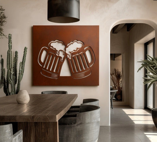 Beer scenery Rust Metal Sign 45x45"
