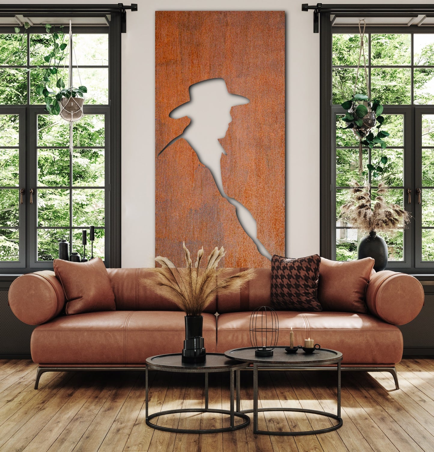 Cowboy Nature scenery Rust Metal Sign 30x60"