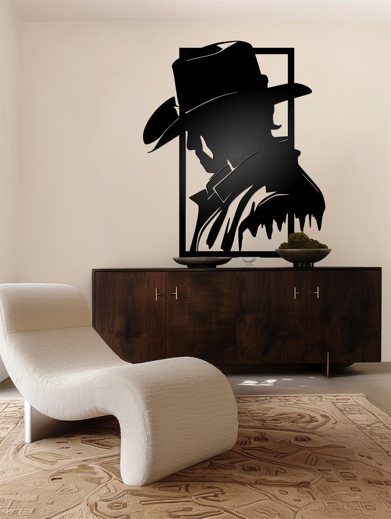 Cowboy scenery black Metal Sign 48x48"