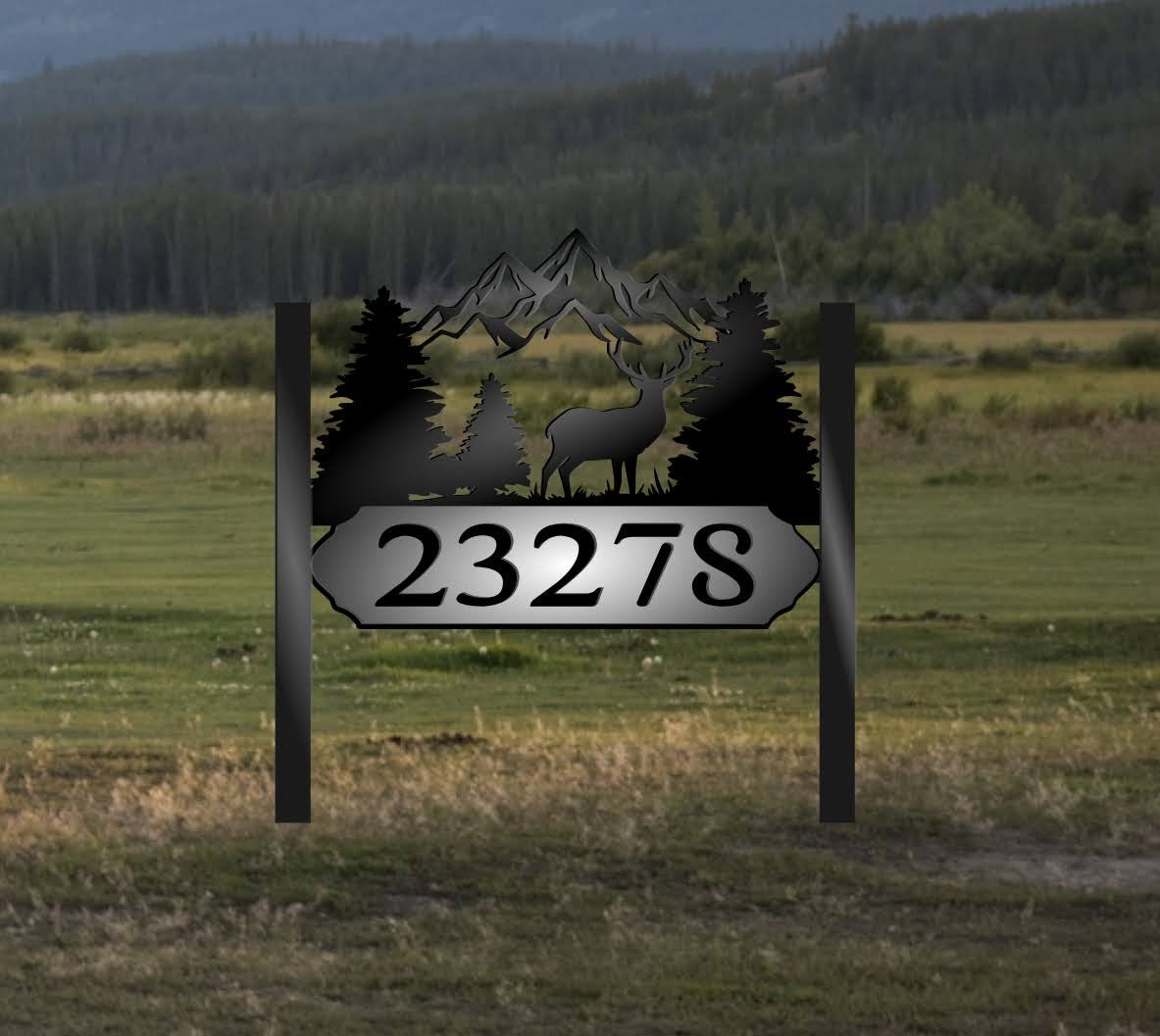Custom Personalized Horse Mountains Metal hanging sign, powder coated, size 36x20 inches.