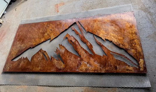 Mountain Nature scenery Rust Metal Sign 70x40"