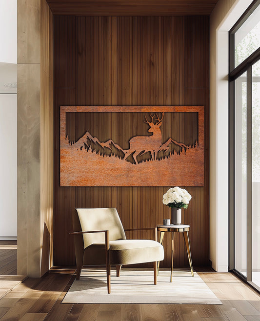 Deer Nature scenery Rust Metal Sign 72x30"