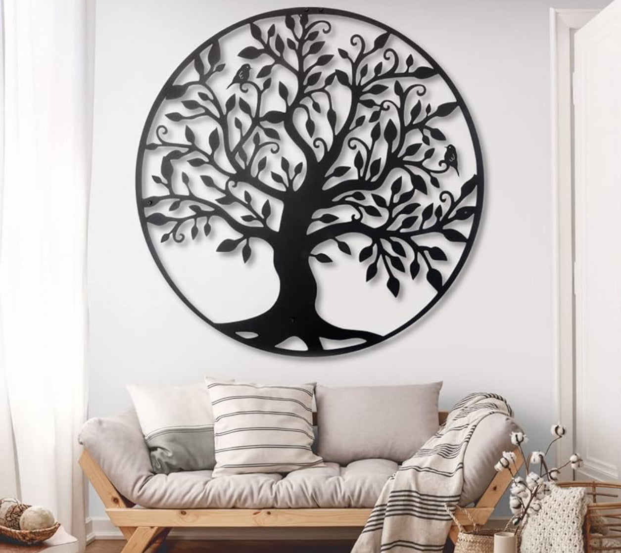Tree of Life Decor, Metal Branch Wall Art, Black Wall Decor, Tree of Life Sign, Geometric Wall Art, Outdoor Wall Decor, Family Tree Wall Decor 28"W x 28"H