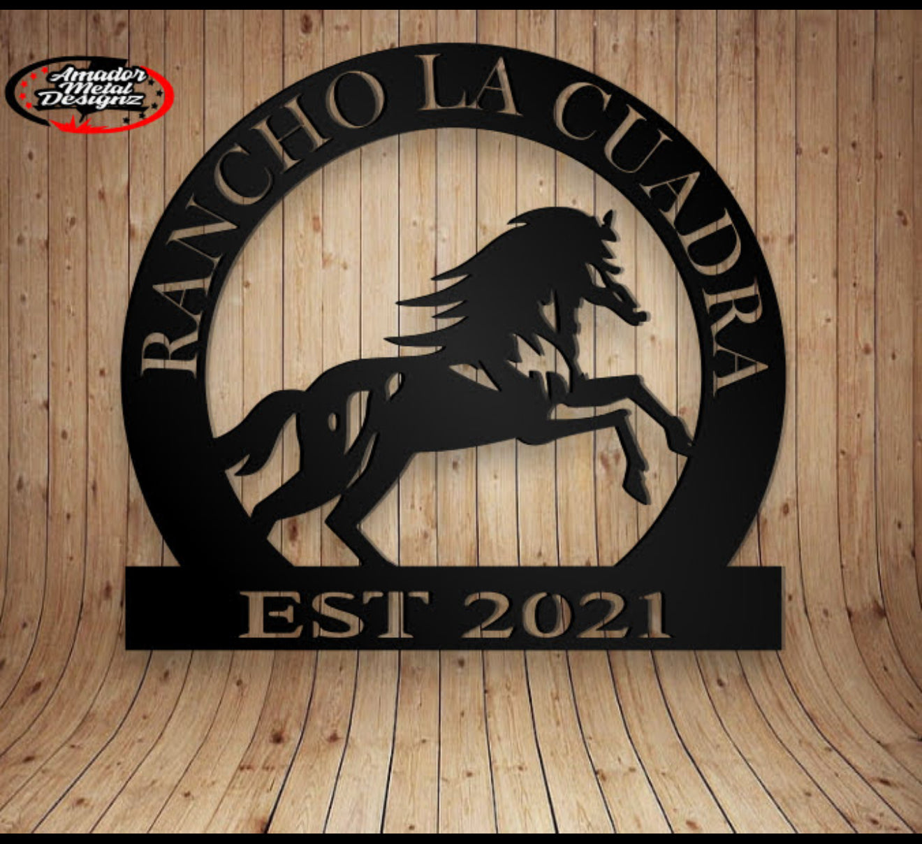 20x20" Custom Personalized Horse Metal wall sign, powder coated.