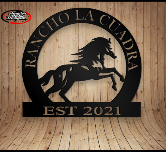 20x20" Custom Personalized Horse Metal wall sign, powder coated.