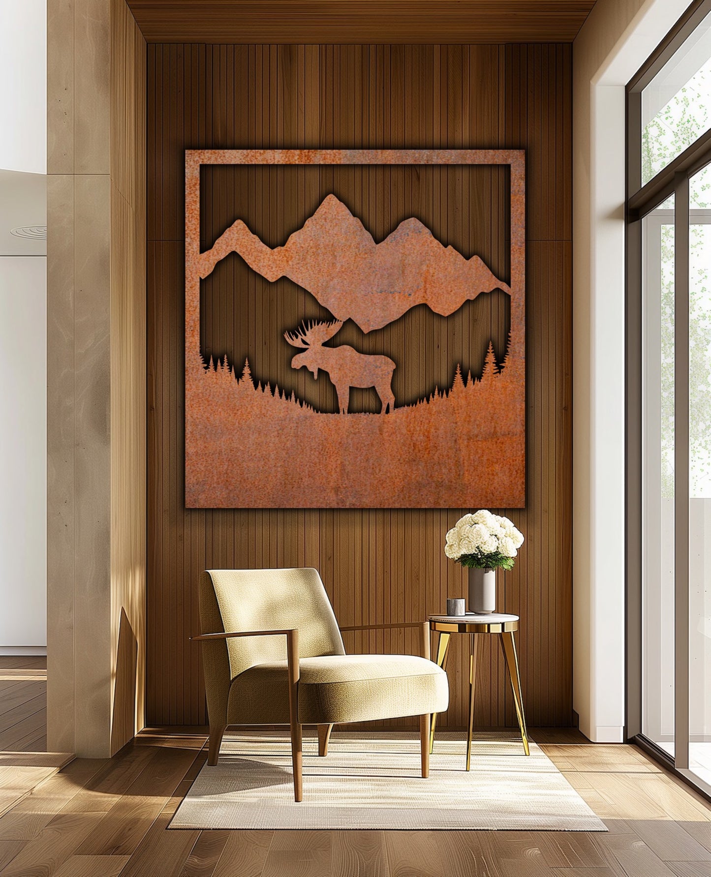 Mountain Elk Nature scenery Rust Metal Sign 45x45"