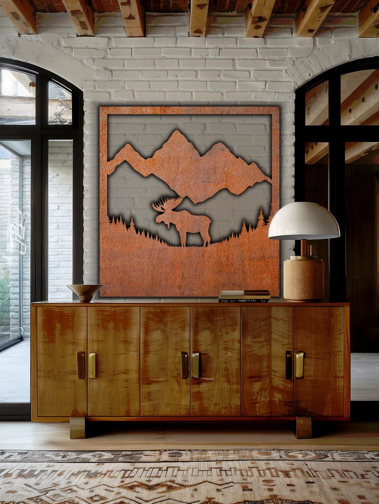 Mountain Elk Nature scenery Rust Metal Sign 45x45"