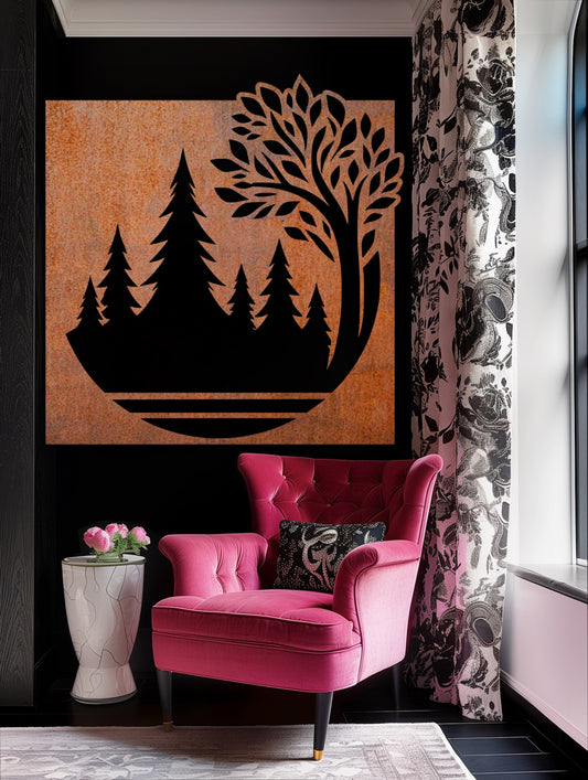 Mountain Nature scenery Rust Metal Sign 45x45"