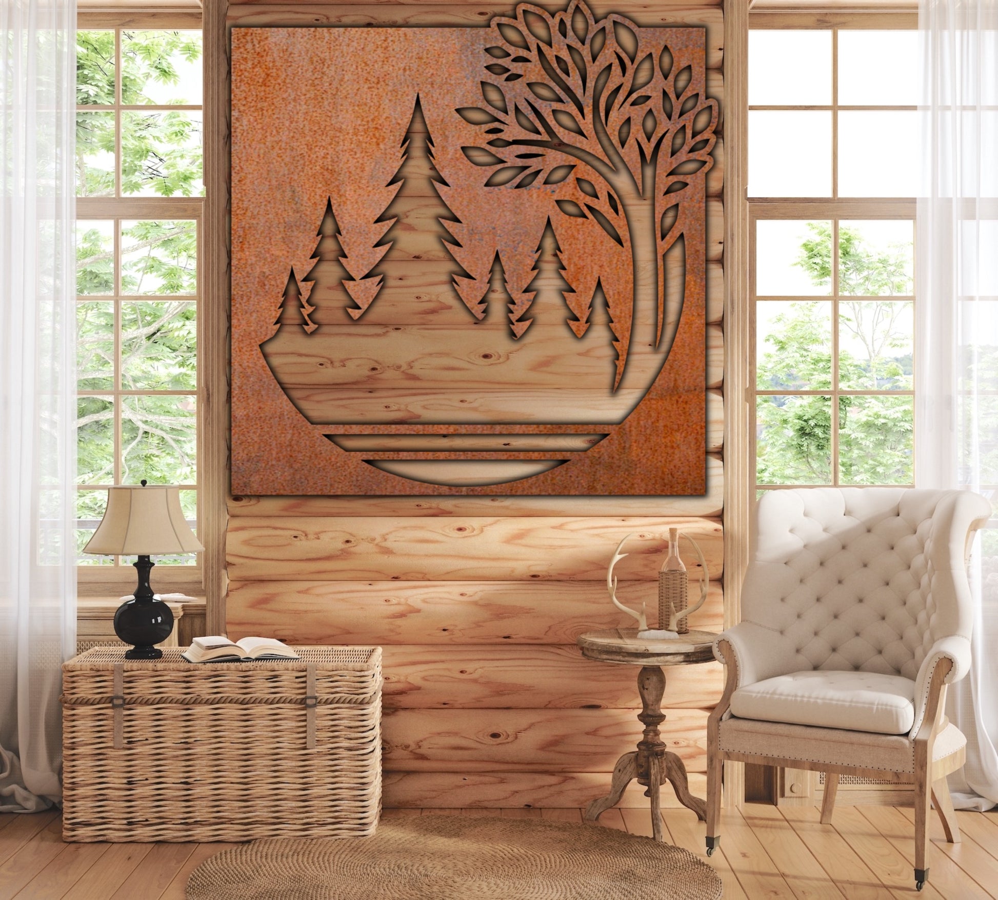Metal Designz Mountain Nature scenery Rust Metal Sign 45x45