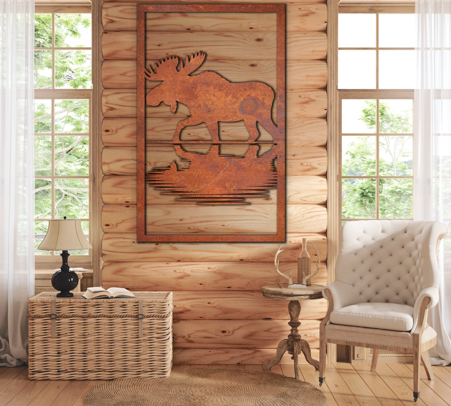 Elk Nature scenery Rust Metal Sign