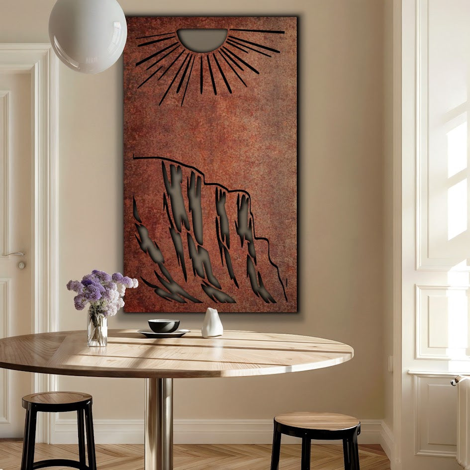 Metal Designz Rustic Metal Mountain Wall Art, Laser Cut Steel with Patina Finish, Ru ...