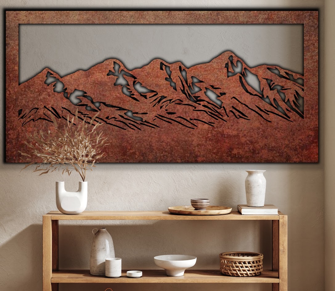 Metal Designz Rustic Metal Mountain Wall Art, Laser Cut Steel with Patina Finish, Ru ...