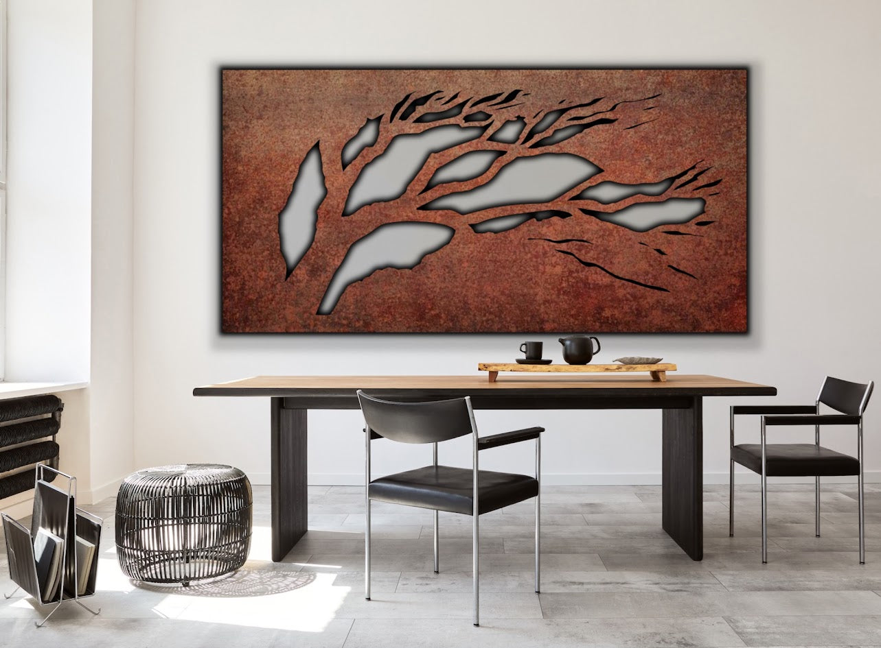 Metal Designz Rustic Metal Mountain Wall Art, Laser Cut Steel with Patina Finish, Ru ...