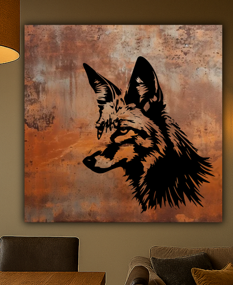 Coyote Rusty Metal Sign 45x45"