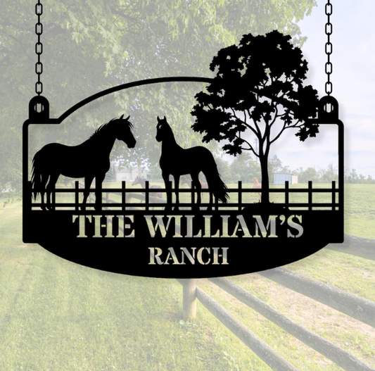 Custom Metal Farm Sign Horse Ranch Decor 40inches long