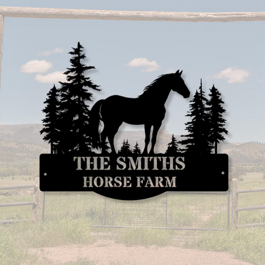 Custom Metal Farm Sign Horse Ranch Decor 30" long