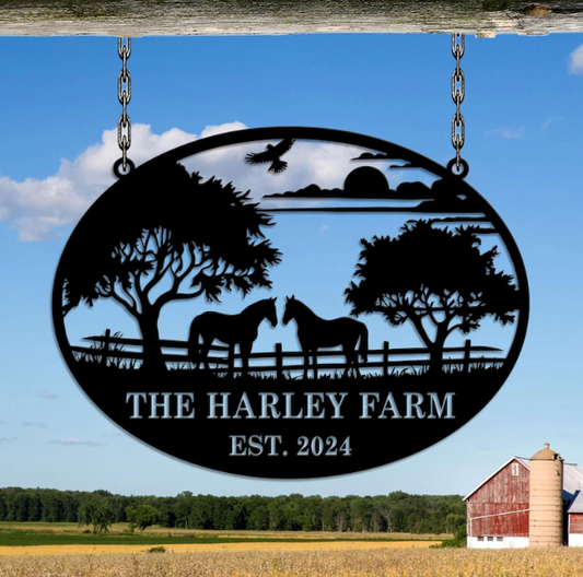 Custom Metal Farm Sign Horse Ranch Decor 35" long
