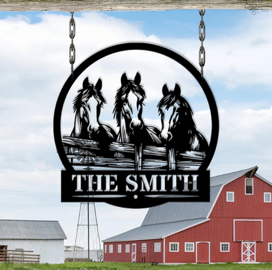 Custom Metal Farm Sign Horse Ranch Decor 30" long