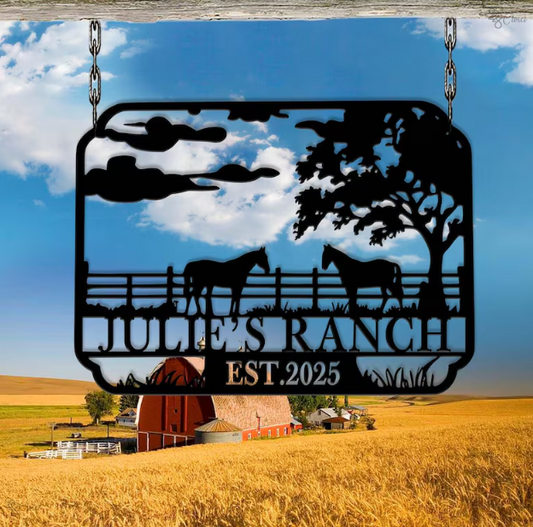 Custom Metal Farm Sign Horse Ranch Decor 35" long