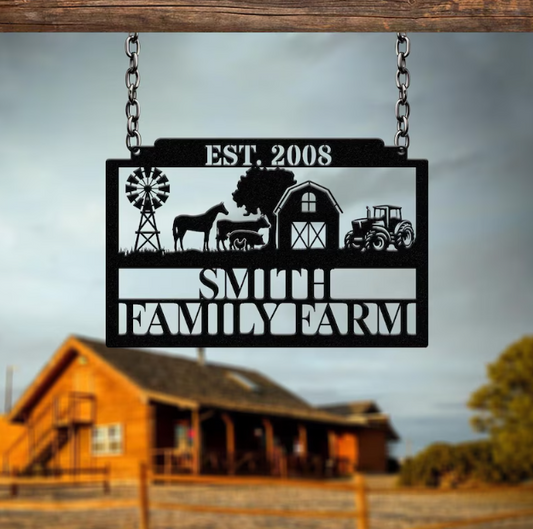 Custom Metal Farm Sign Horse Ranch Decor 35" long