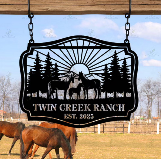 Custom Metal Farm Sign Horse Ranch Decor 30" long