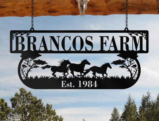 Custom Metal Farm Sign Horse Ranch Decor 40" long