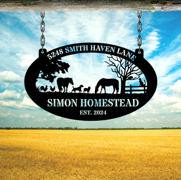 Custom Metal Farm Sign Horse Ranch Decor 35" long